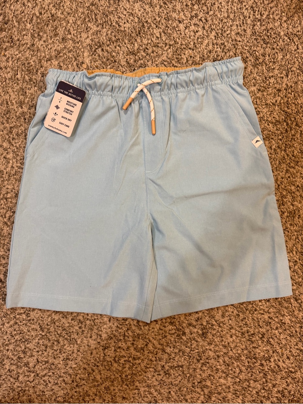 Tommy Bahama Active Boys Shorts Blue Size Large 10/12 Elastic waist NWT